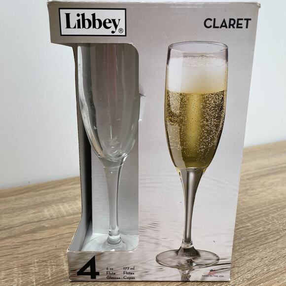 Libby Other - Libbey Champagne Glasses Claret Style NIB